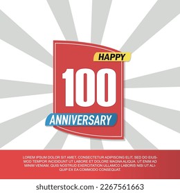 100 year anniversary icon logo design with red and white emblem on white background abstract illustration