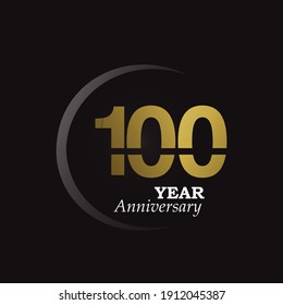 Modelo vectorial de logotipo de 100 años Diseño Ilustración oro y negro