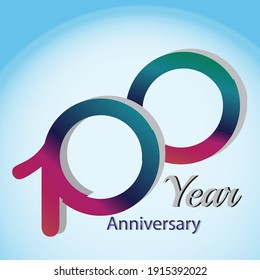 100 Year Anniversary Logo Vector Template Design Illustration blue and white