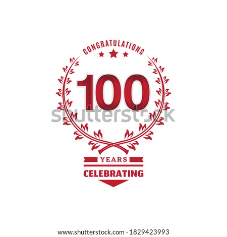 100 year anniversary logotype with red color on white background for celebration event