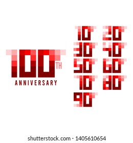 100 Year Anniversary Pixel Model Vector Template Design Illustration