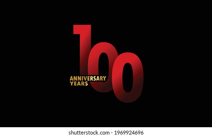 100 year anniversary red color, minimalist logo years, jubilee, greeting card. invitation on Grey background - Vector