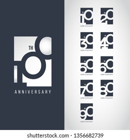 100 Year Anniversary Set 10 20 30 40 50 60 70 80 90 Vector Template Design Illustration