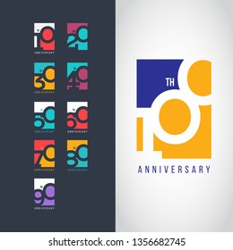 100 Year Anniversary Set 10 20 30 40 50 60 70 80 90 Vector Template Design Illustration