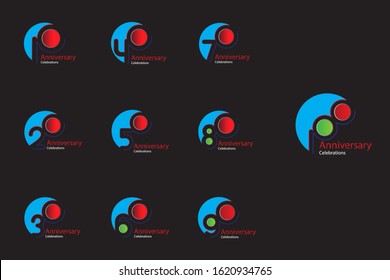 100 Year Anniversary Set 10 20 30 40 50 60 70 80 90 Vector Template Design Illustration