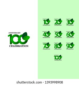 100 Year Anniversary Set Celebration Vector Template Design Illustration