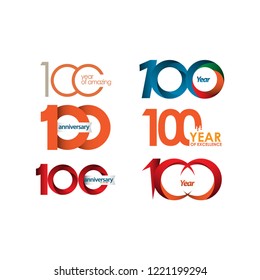 100 Year Anniversary Set Vector Template Design Illustration