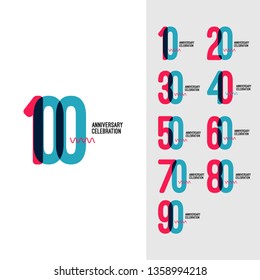 100 Year Anniversary Set Vector Template Design Illustration