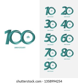 100 Year Anniversary Set Vector Template Design Illustration