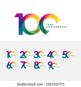 100 Year Anniversary Set Vector Template Design Illustration