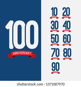 100 Year Anniversary Set Vector Template Design Illustration