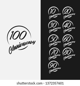 100 Year Anniversary Set Vector Template Design Illustration