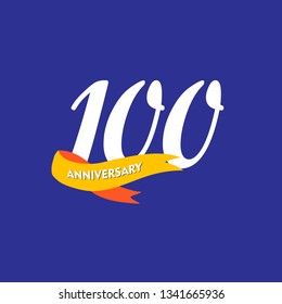 100 Year Anniversary Vector Template Design Illustration, with ribbon.