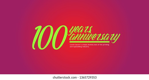 100 Year Anniversary Vector Template Design Illustration, with flat design.