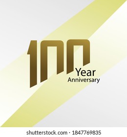 Diseño de plantilla vectorial de 100 años Ilustración Elegante de oro