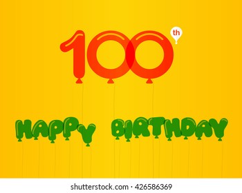 100 year birthday celebration flat color,100th anniversary decorative flat modern style - vector illustration