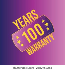 100 Year Limited Warranty with purple background and golden color 