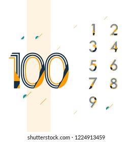 100 Year Retro Anniversary Set Celebration Vector Template Design Illustration