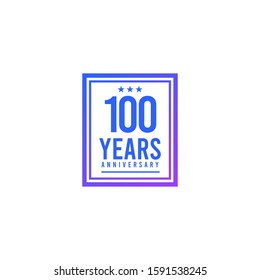 100 Years Anniversary Blue Square Design Logo Vector Template Illustration