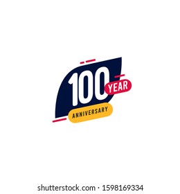 100 Years Anniversary blue yellow Vector Template Design Illustration