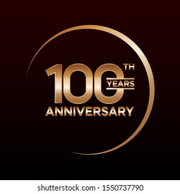 100 years Anniversary Celebrating golden text on black background. Vector template.
