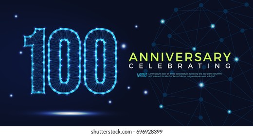 100 years anniversary celebrating numbers vector abstract polygonal silhouette. 100th anniversary concept. technology numbers vector illustration