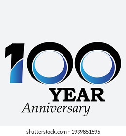 100 Years Anniversary Celebration Black Blue Color Vector Template Design Illustration
