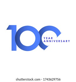 100 Years Anniversary Celebration Blue Gradient Vector Template Design Illustration