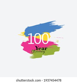 100 Years Anniversary Celebration Color Vector Template Design Illustration