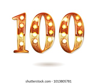 100 years anniversary celebration design with gold color composition. Vector illustration