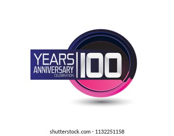 100 years anniversary celebration design with circle purple color isolated on white background. vector illustration for use special celebration event