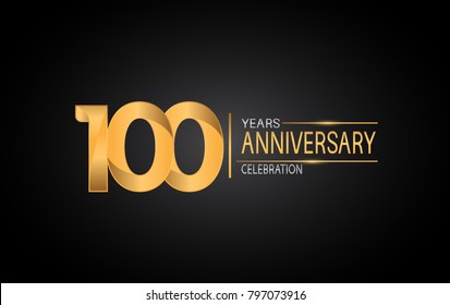 100 years anniversary celebration design with silver and gold color composition isolated on black background 