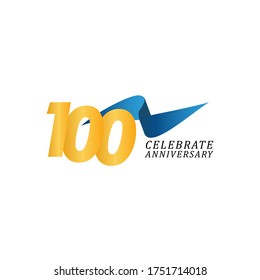 100 Years Anniversary Celebration Elegant Ribbon Vector Template Design Illustration