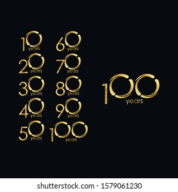 100 Years Anniversary Celebration Gold Vector Template Design Illustration
