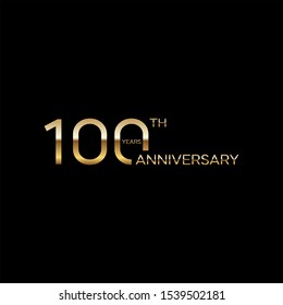 100 years Anniversary Celebration with golden text, Vector template.