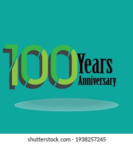 100 Years Anniversary Celebration Green Color Vector Template Design Illustration