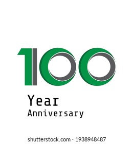 100 Years Anniversary Celebration Green Color Vector Template Design Illustration