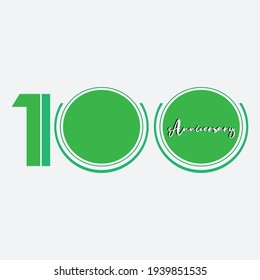 100 Years Anniversary Celebration Green Color Vector Template Design Illustration