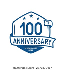 100 years anniversary celebration hexagon design template. 100th anniversary logo. Vector and illustration.