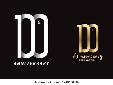 100 years anniversary celebration logo design. Anniversary logo Paper cut letter and elegance golden color isolated on black background, vector design for celebration, invitation card