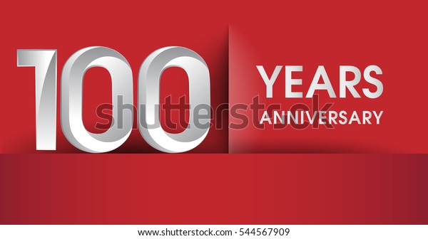 100 Years Anniversary celebration logo,
flat design isolated on red background, vector elements for banner,
invitation card and birthday
party.