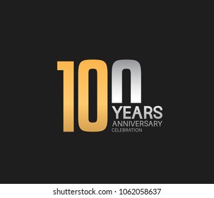 100 years anniversary celebration logotype. anniversary logo with golden and silver combination isolated on black background, vector design for celebration, invitation card, and greeting card