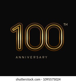 100 years anniversary celebration logotype. anniversary logo with golden and silver color isolated on black background, vector design for celebration, invitation card, and greeting card