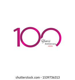 100 years anniversary celebration logotype colorfull design with blue ribbon, birthday logo on white background
