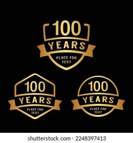 100 years anniversary celebration logotype. 100th anniversary logo collection. Set of anniversary design template. Vector illustration.	