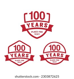 100 years anniversary celebration logotype. 100th anniversary logo collection. Set of anniversary design template. Vector illustration.