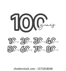 100 Years Anniversary Celebration Number Vector Template Design Illustration Logo Icon