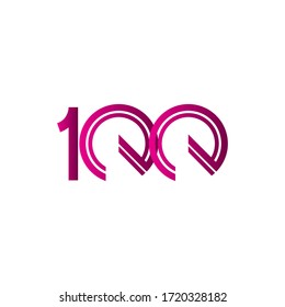 100 Years Anniversary Celebration Purple Line Vector Template Design Illustration