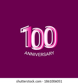 100 Years Anniversary Celebration Purple Line Vector Template Design Illustration