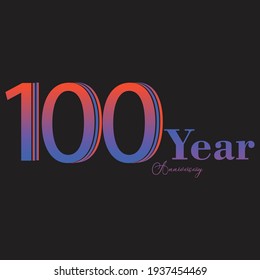 100 Years Anniversary Celebration Rainbow Color Vector Template Design Illustration